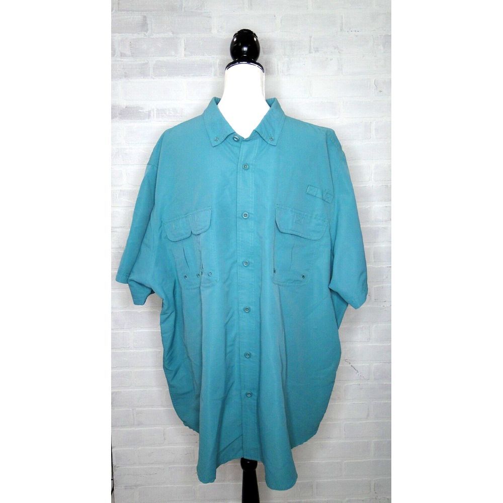 King Size Vented‎ Back Pocket Front Outdoor Fishing Button Shirt Men's 3XL Big